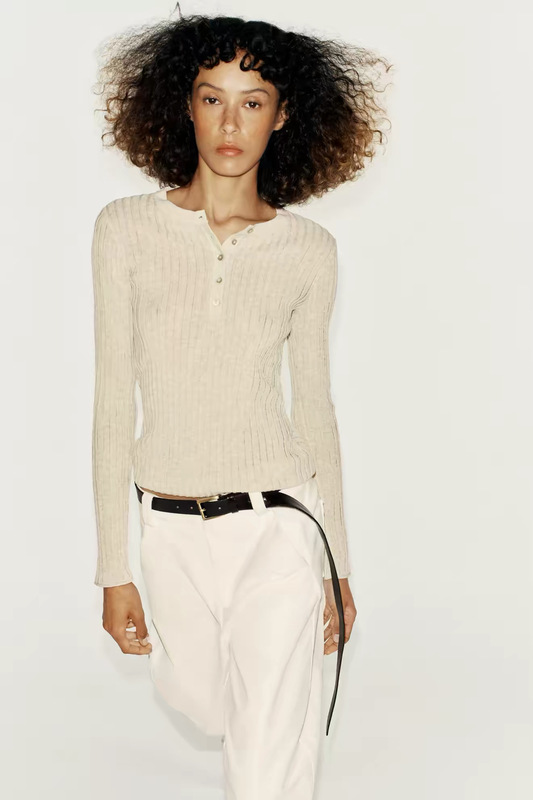 Za Original 2026 Early Autumn New Product Women's Long-Sleeved Slim-Fit Multi-Color Button Small Open Collar T-Shirt 8779623 Za Original 2026 Early Autumn New Product Women's Long-Sleeved Slim-Fit Multi-Color Button Small Open Collar T-Shirt 8779623