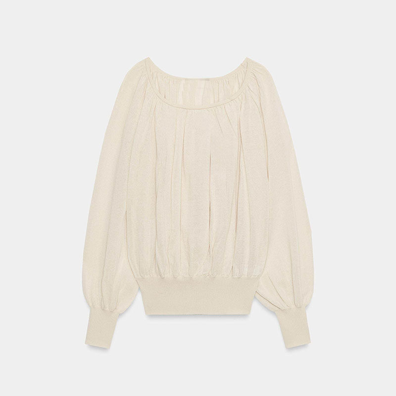 Za2026 Autumn New Women's Clothing Elegant Long Sleeve Off-Shoulder Solid Color Casual Knitwear 3653018 711