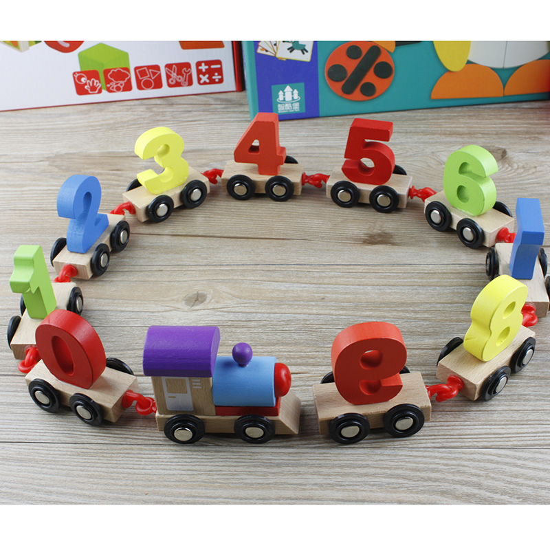 Children's Digital Cognition Train Toy Early Education Educational Toy Baby 1-2-3-4 Year Old Building Blocks Boys and Girls