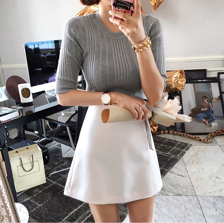 Mùa hè 2019 nữ mới một váy váy chữ size lớn eo cao hoang dã thon thả thon dài chuyên nghiệp váy váy chân váy big size