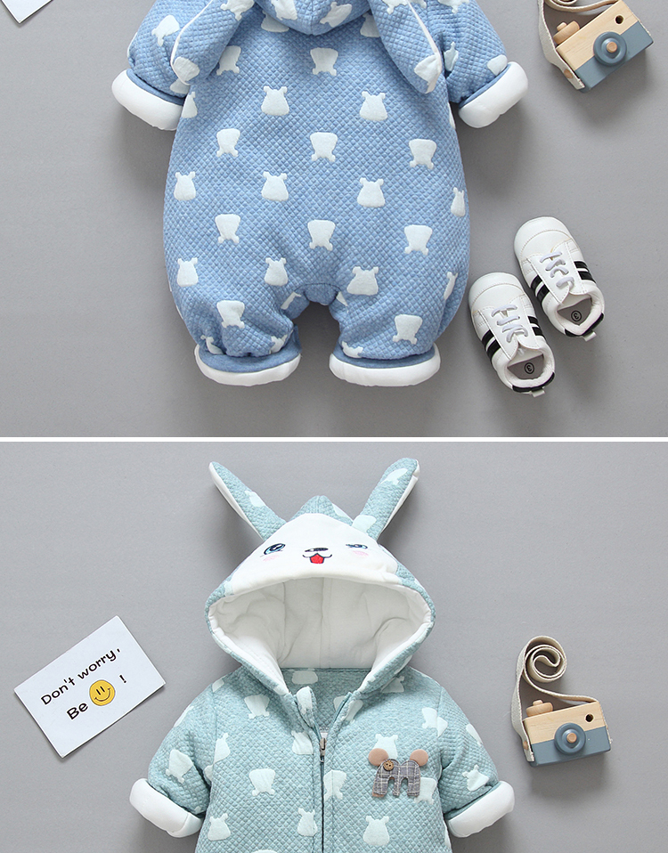 Mùa thu và mùa đông em bé ra khỏi áo khoác dày cho bé sơ sinh mùa đông trẻ sơ sinh ấm áp quần áo cotton romper leo núi phù hợp áo trẻ em