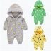 Babyiesies mùa thu ấm áp cotton mỏng cộng với bông romper ra nam triều và phụ nữ bé cotton trùm đầu mùa thu quần áo Áo liền quần