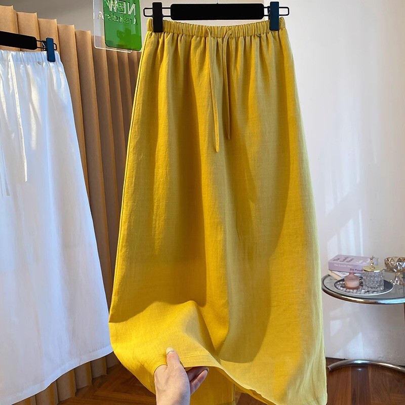 Old Money Style Yellow High-End Straight Skirt for Women 2026 Summer New Loose Versatile Mid-Length Thin Skirt Old Money Style Yellow High-End Straight Skirt for Women 2026 Summer New Loose Versatile Mid-Length Thin Skirt