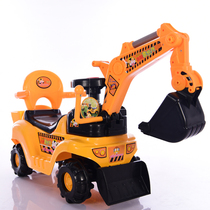 Childrens electric excavator can take riding toy large number hook digging machine to slide and push earth engineering car baby digger