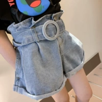 Cô gái denim váy hè 2019 mới hoang dã thời trang trẻ em lớn quần short bé gái quần trẻ em nước ngoài khí - Quần jean quần jean lưng thun cho bé