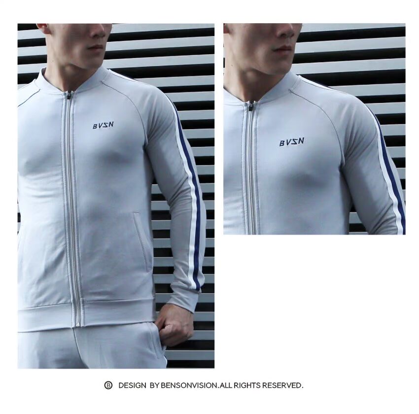 BVSN thể dục thể thao và giải trí chạy áo len Slim màu phù hợp với khóa kéo đào tạo áo khoác - Áo khoác thể thao / áo khoác áo gió thể thao