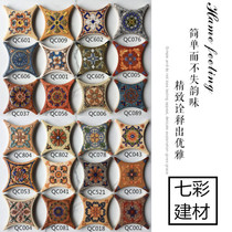 78mm rounded antique brick corner flower 500 wall tile flower tile parquet American retro tile 600 star flower