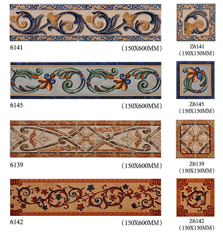 Wave Punch Line Waveguide line Living room Tile Mediterranean American Skirting footrest Imitation Ancient Skirting 150x600