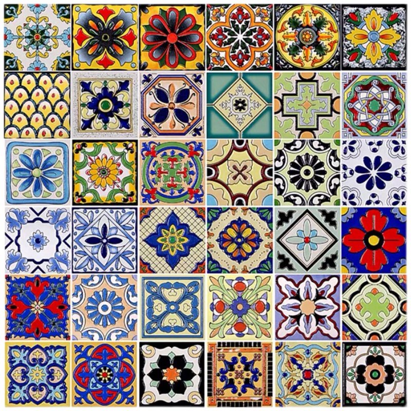 Nordic small flower brick 100 geometric imitation ancient brick American hand retro dressing room Balcony Flower sheet tiles 300