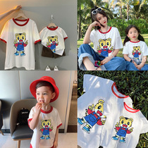 Pro-Zika Summer clothes a family of three foreign air children cartoon tiger T-shirt loose casual 100 hitch CUHK Tong blouses