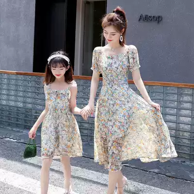 Parent-Child clothing summer 2021 new middle-aged mother women's small Daisy floral dress girl beach dress Super fairy