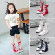 Children's student canvas shoes boots 9 shoes 4 girls 5 boys 6 girls 7 red medium and high boots 8 years old autumn