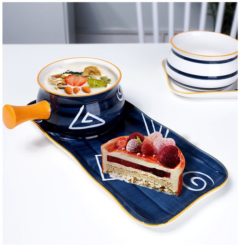 Ya cheng DE dishes ceramic bowl in hand, a single tableware suit one person eat breakfast bowl with the handle tray