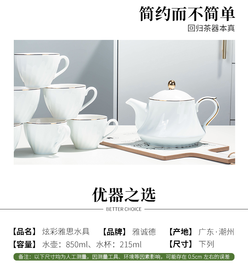 Ya cheng DE tea set, ceramic water with Nordic light key-2 luxury glass teapot home outfit cup contracted sitting room of Europe type