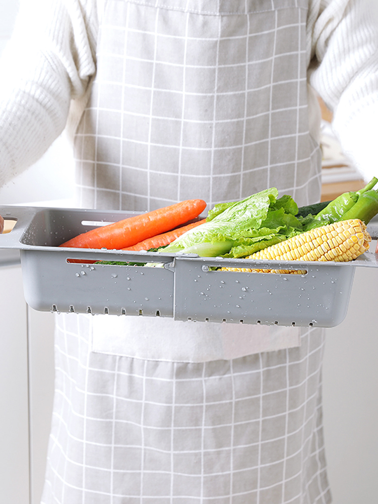 Sink drain basket Kitchen retractable washing fruit put chopsticks Plastic storage shelf Household dishes vegetable shelf