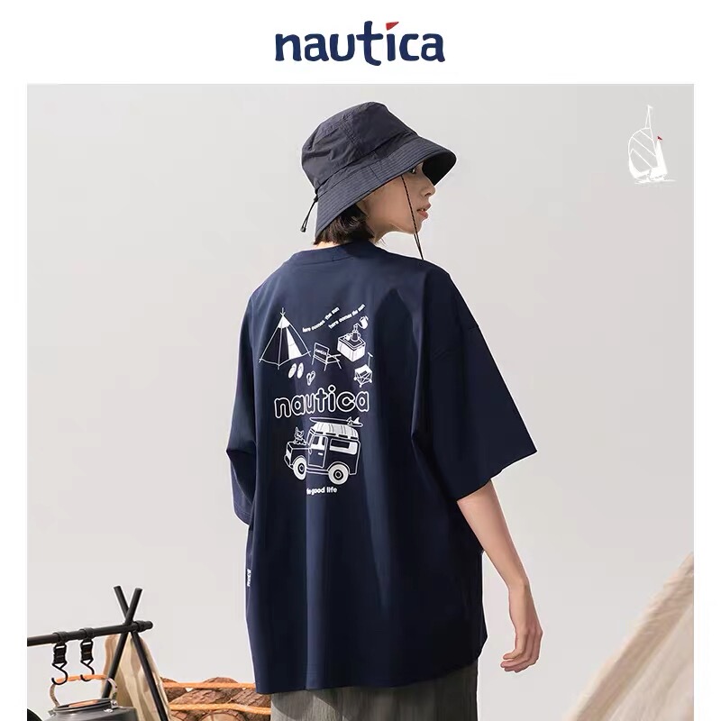 Nautica White Sail Japanese Style Unisex Printed Short-Sleeve Trendy T-Shirt Tw5121 Without Tag Nautica White Sail Japanese Style Unisex Printed Short-Sleeve Trendy T-Shirt Tw5121 Without Tag