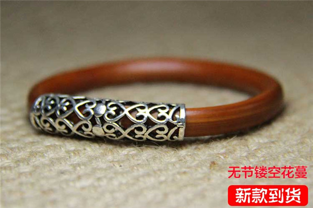 Jinshi Pavilion Jin Gangteng Vòng đeo tay bằng bạc Tây Tạng Vòng tay mây trang trí không có lễ hội Tùy chỉnh cặp đôi vòng tay mây Spatholobus Bracelet đá thạch anh tóc vàng