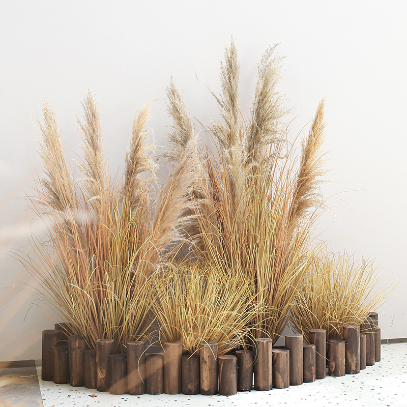 Sicilian Artificial Reeds, Dog Tail Grass, and Autumn-Colored Calamus for Restaurant and Cafe Ambiance, Green Plant Landscaping, and Decorative Grass