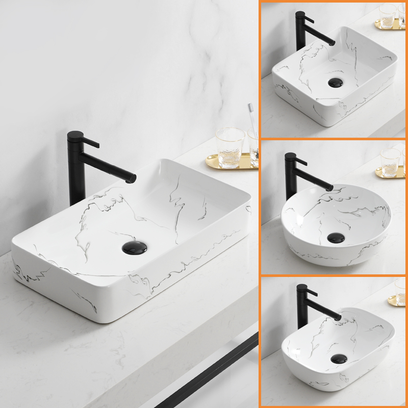 Ceramic square countertop basin Nordic round art basin wash basin simple wash basin home balcony powder room