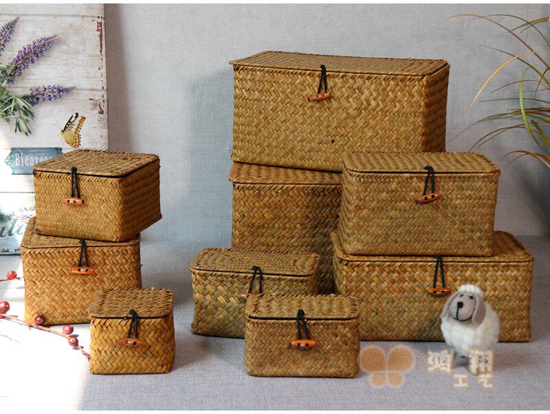Containing Basket Sea Grass Flower Basket Sea Grass Hand Flower Basket Floral Basket Decoration Furnishing Containing Sea Grass Flower Basket