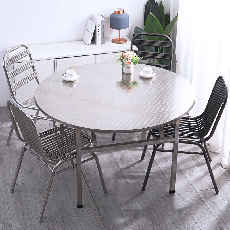 Stainless Steel Passable Fold Big Round Table 8 People 10 People Table Table Dining Round Table Home Square Side Table