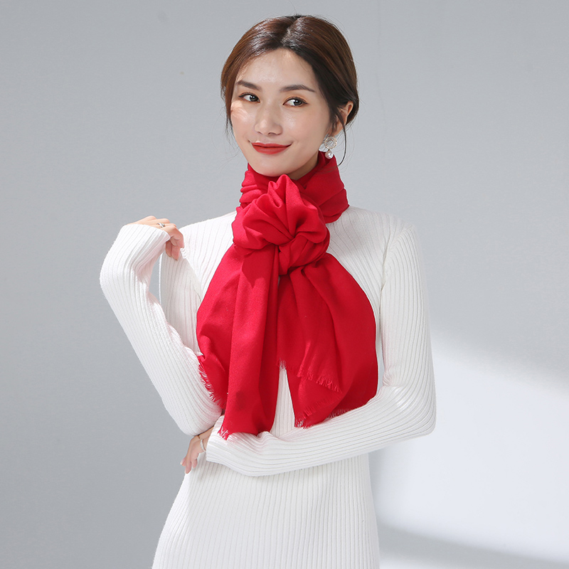 Shanghai story red wool scarf autumn long version warm pure color Beatle red annual meeting customized 100 hitch collar