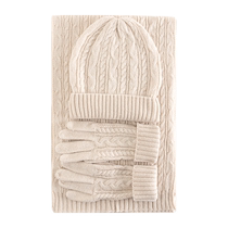 Shanghai Story 2024 new winter style three-piece set including wool scarf womens hat and gloves gift box for elders