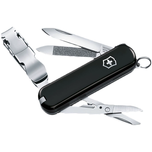 Швейцарский армейский нож Victorinox 0.6463.3, черный помощник для ухода за ногтями, 65 мм, мини-многофункциональная складная машинка для стрижки ногтей, натуральная