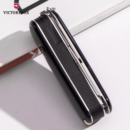 Швейцарский армейский нож Victorinox 0.6463.3, черный помощник для ухода за ногтями, 65 мм, мини-многофункциональная складная машинка для стрижки ногтей, натуральная