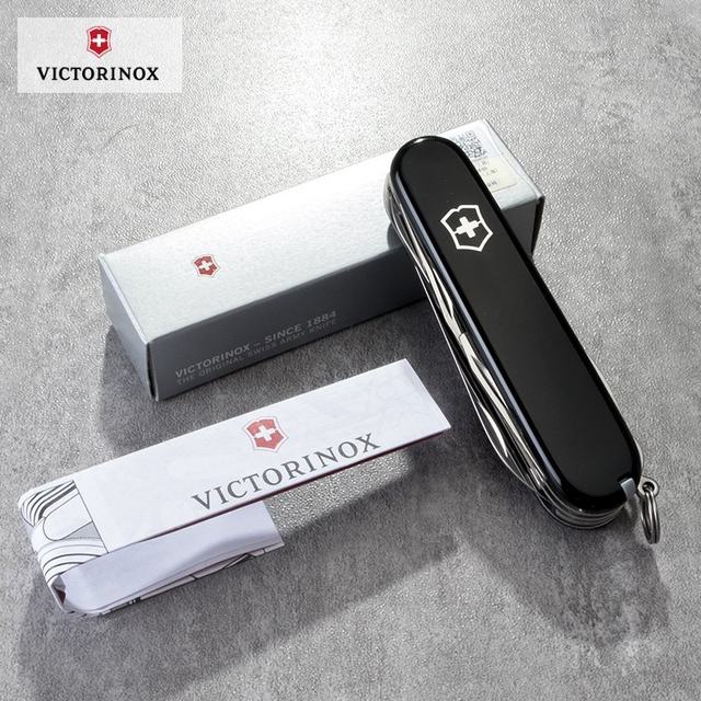 Swiss Army Knife Swiss Army Knife 91mm Hunter Black 1.3713.3 ມີດ Multifunctional Knife ແທ້ຈິງ