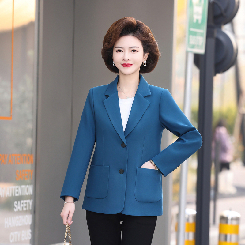 2025 New Spring and Autumn Jacket for Mothers, Short Blazer, Simple and Versatile Fashion Spring Top for Middle-Aged and Elderly Women