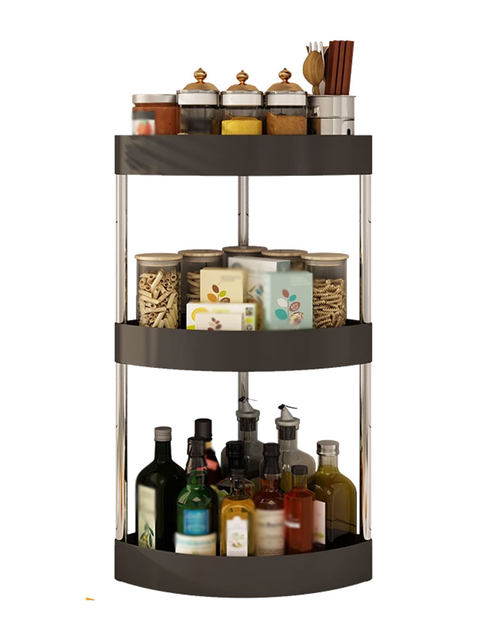 Kitchen countertop corner storage rack household punch-free semicircular wall corner tripod rack seasoning bottle jar storage rack