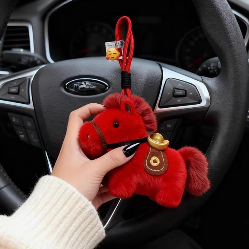 [Get Rich Soon]Year of the Horse Car Hanging Ornament 2026 New Year Decoration Lucky Charm Festive New Year Greetings
