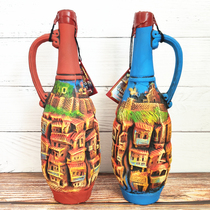 Russian imported red wine Georgian painted pottery porcelain bottle semi-sweet wine gift to relatives and friends wine cabinet ornaments