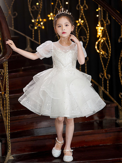 女童礼服公主裙儿童高端花童婚纱轻奢小众小女孩主持人钢琴演出服