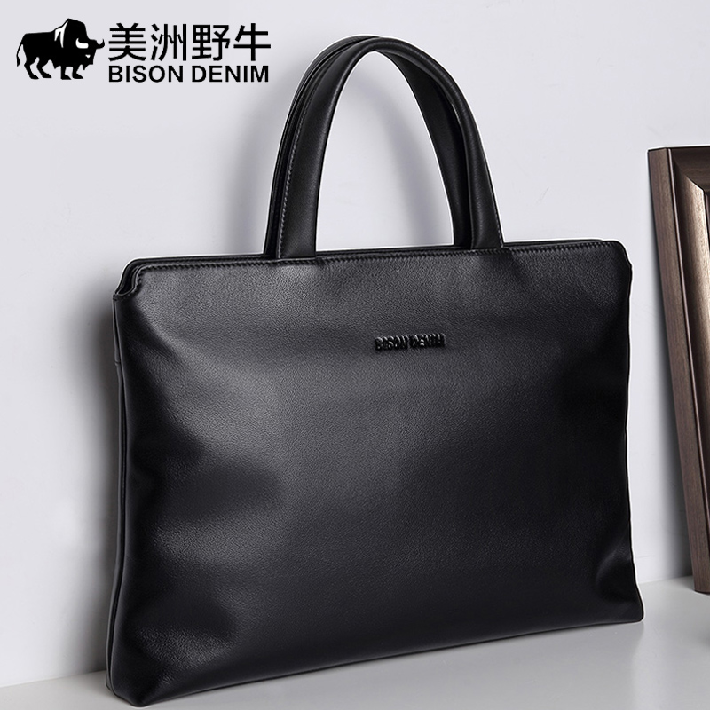 Americas Bison Bull Briefcase LEATHER HANDBAG leather handbag men's bag 2022 new wave computer bag business leather bag