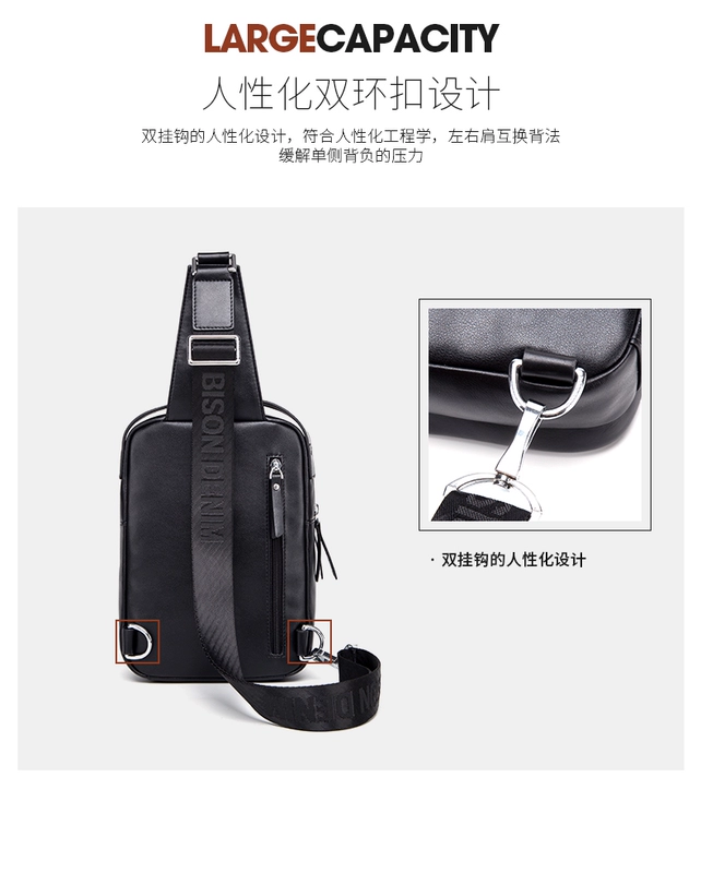 American bison leather nam túi ngực 2019 xu hướng thời trang mới túi thắt lưng lớp đầu tiên bằng da bò đeo vai - Túi của con người