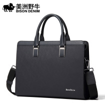 Americas Bison Bull Men Bull Leather Handbag Business Briefcase 2022 New Single Shoulder Inclined Satchel Bag Backpack Tide