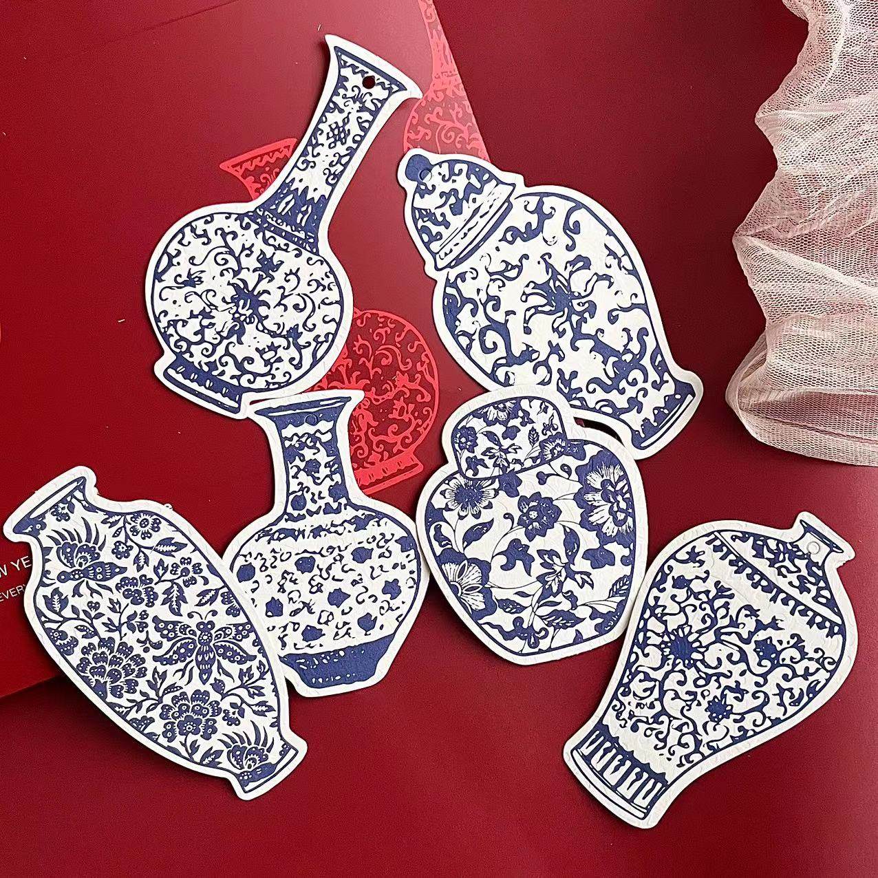 (pockets) New Year's Spring Festival Window Flower Printing China Wind Green Flower Porcelain Floral Baking Chanka Katab-Taobao