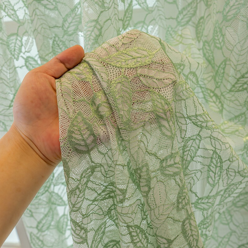 Modern Dreamy Green Embroidered Sheer Curtains, Fresh and Dreamy Sheer Curtains for Living Room and Bedroom, Blackout and Sun Protection Curtains for Balcony, Light-Transmitting Modern Dreamy Green Embroidered Sheer Curtains, Fresh and Dreamy Sheer Curtains for Living Room and Bedroom, Blackout and Sun Protection Curtains for Balcony, Light-Transmitting