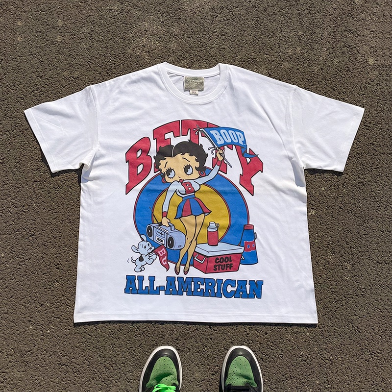 Wang Youbing Studio Heavyweight 260g! Miss Betty Short Sleeve T-Shirt for Men and Women Couples Outfit