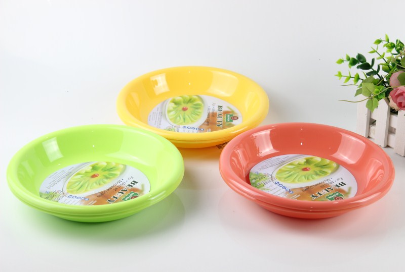 2pcs Circular Plates Household Plates Plastic Anti-slip Fruit Plate Steak Tray for Microwave