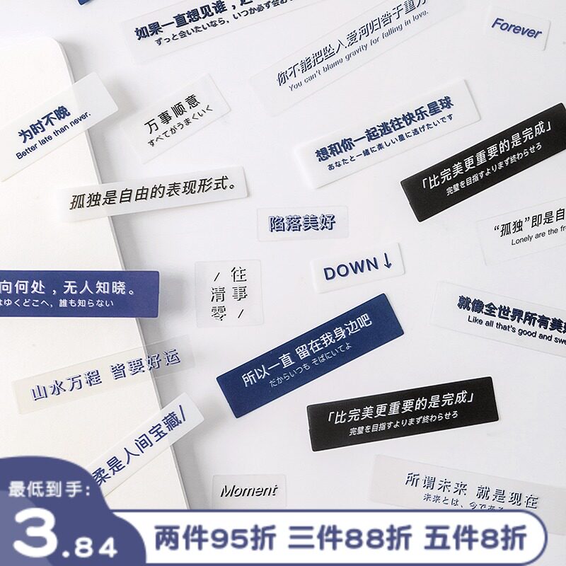 Inspirational text sticker paper mobile phone account sticker account material ins wind small size waterproof sticker label の