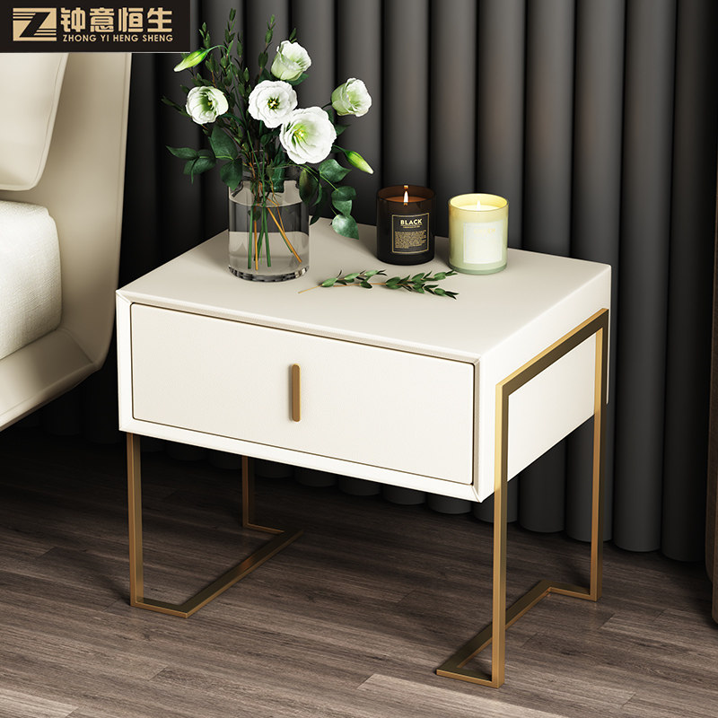 Bedside cabinet modern light luxury cortex cortex is simple Nordic solid wood mesh red in wind designer bedside cabinet package