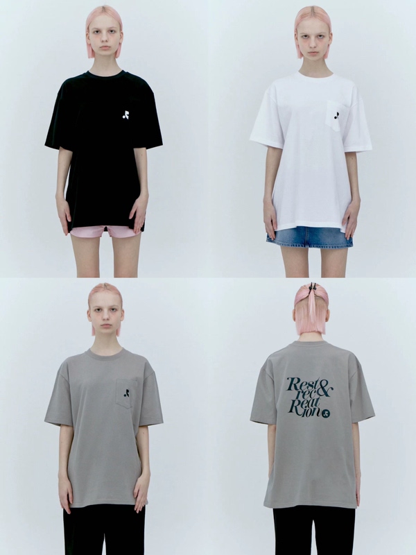 Korean Trendy Brand Restandrecreation Short-Sleeved T-Shirt with Rr Letter Print Loose Short-Sleeved Couple Style for Men and Women