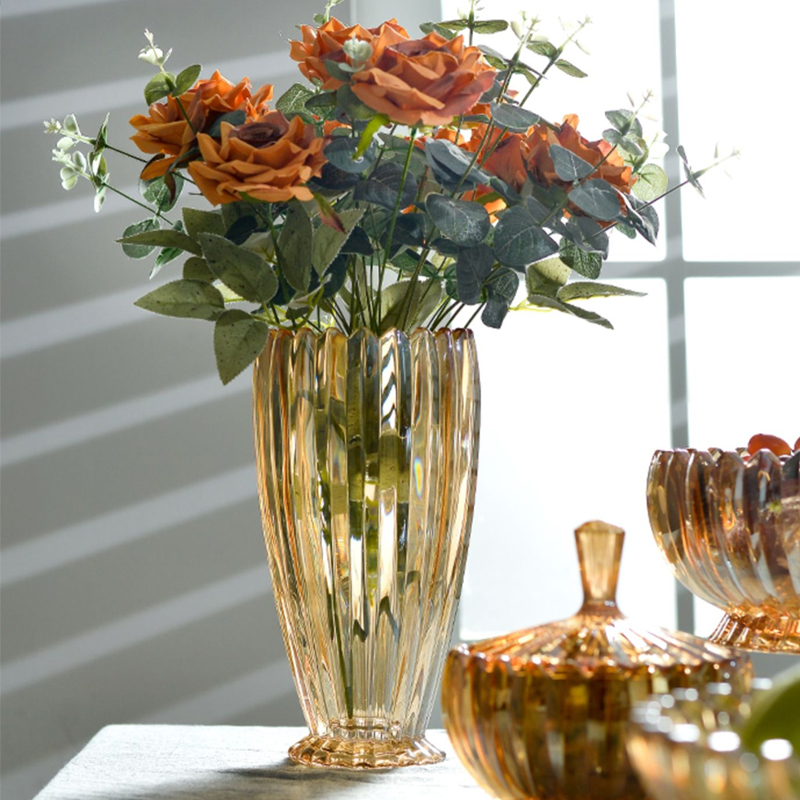 Nordic crystal glass vase creative flower arrangement swing piece home living room hydropony floral bottle net red light lavish wines