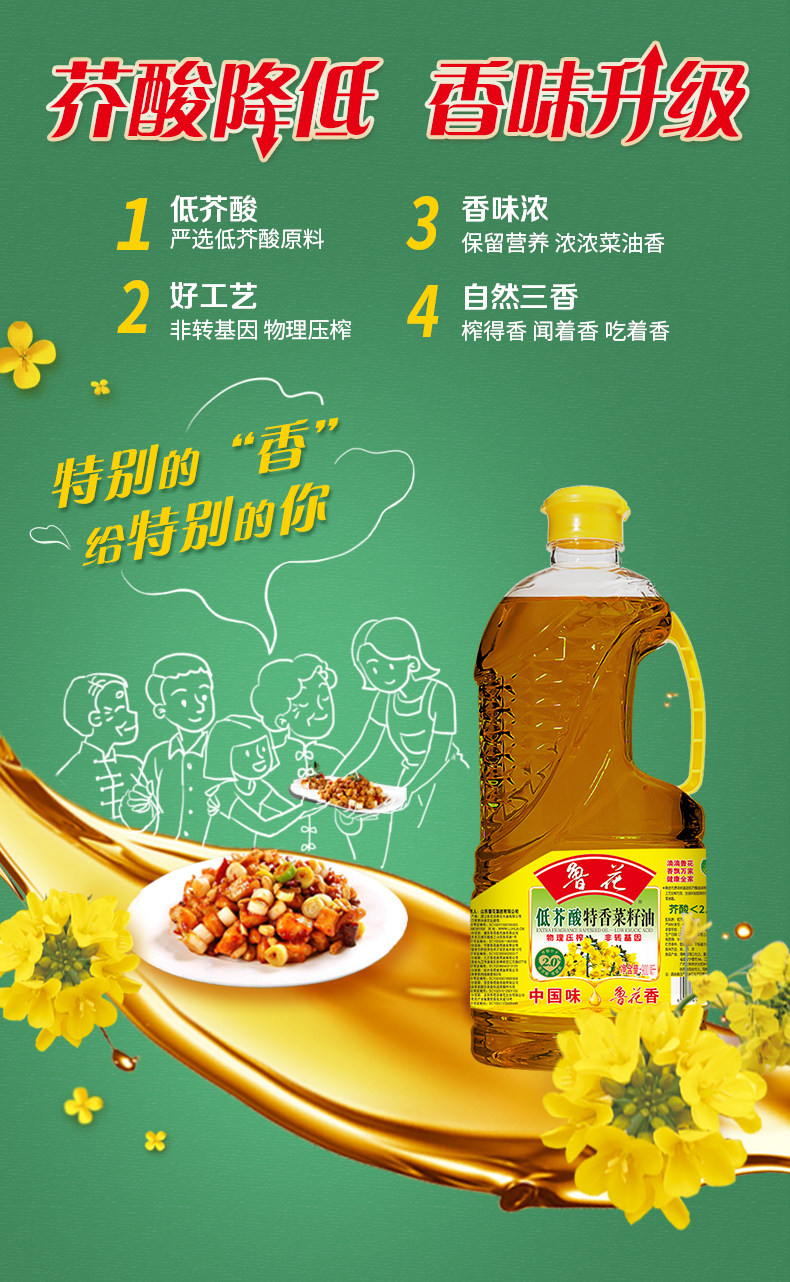 鲁花低芥酸特香菜籽油900ml