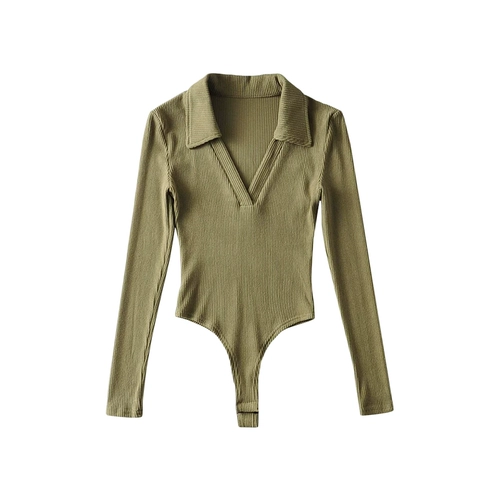 Сексуальный эластичный лонгслив, футболка, европейский стиль, V-образный вырез, в обтяжку, по фигуре