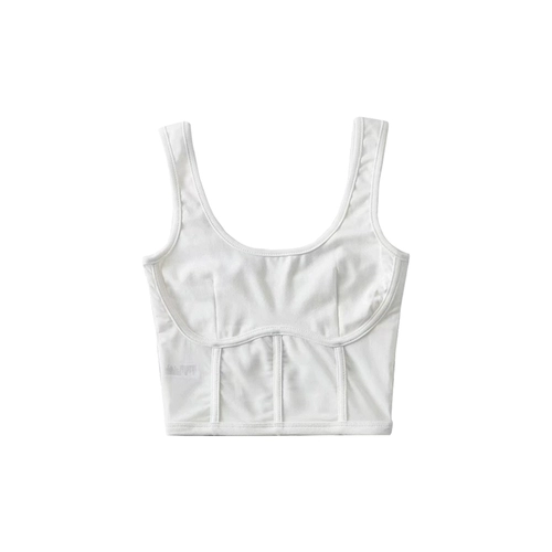Сексуальный приталенный короткий базовый топ с чашечками без рукавов