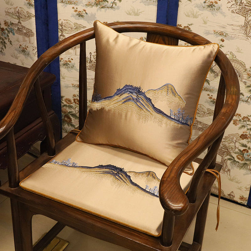 Chinese mahogany sofa cushion classical solid wood chair seat gasket ring chair tea chair dining chair cushion home non-slip embroidery
